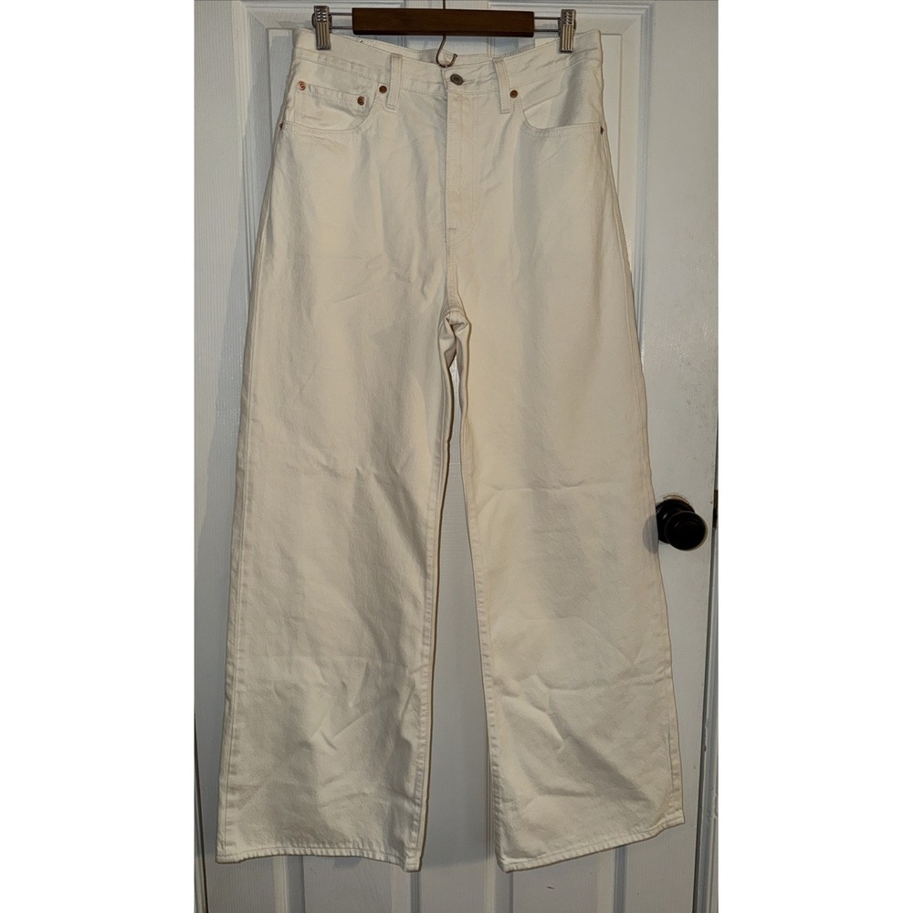 Levi's Jeans Women's Size 30x32 Ribcage Wide Leg Ivory High Rise Premium Denim